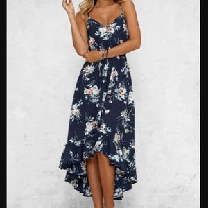 Boho Floral Print Midi Dress